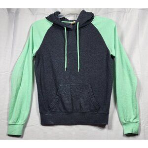 Zine Womens Size Small Hoodie Sweatshirt Longsleeve Pullover Gray Teal